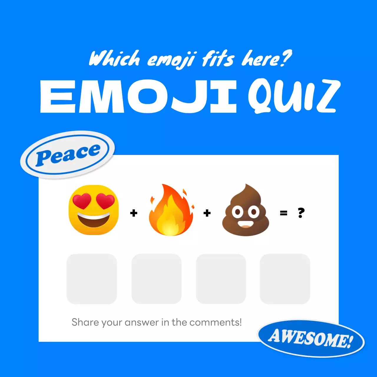 Blue Playful Emoji Quiz Advertisement Social Media Post