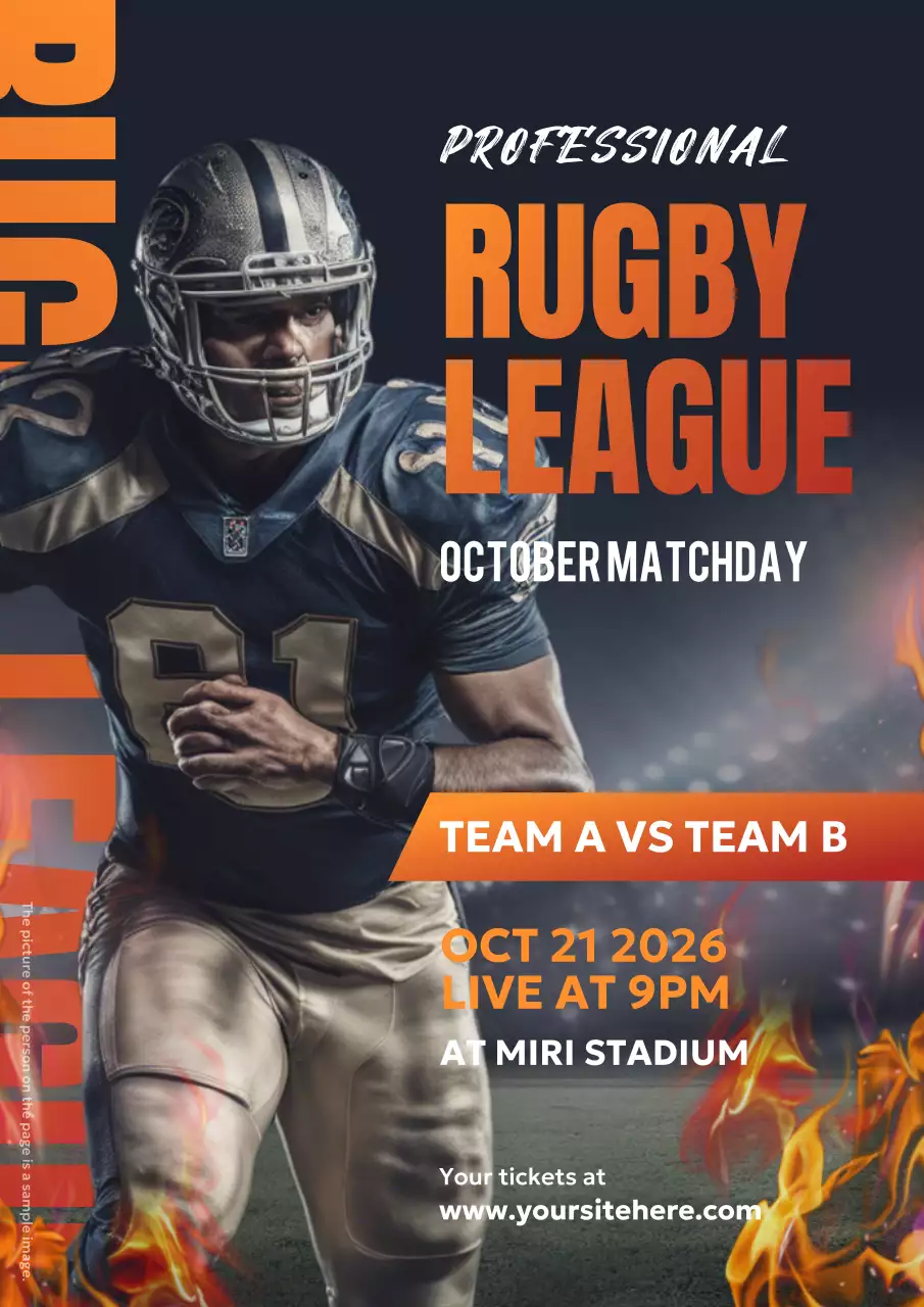 Orange Bold Rugby Event Poster
