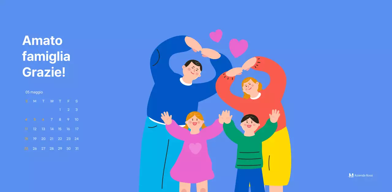 Calendario motivazionale con illustrazioni energetiche e citazioni positive su sfondo azzurro