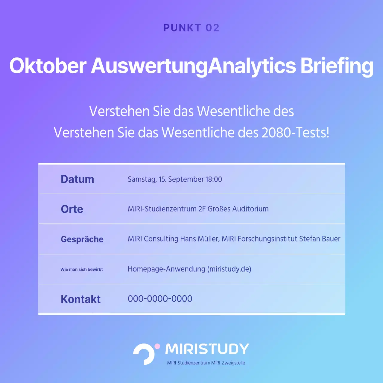 Bewerben Sie das Briefing für die Cyber-Test-Analyse in Lila und Hellblau