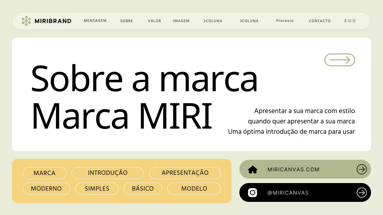 Resumo da marca de uma pequena empresa com um estilo de IU verde-lima e amarelo