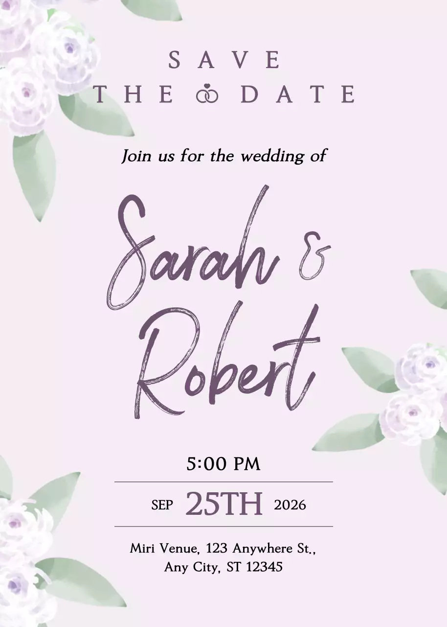 Undangan Pernikahan Klasik Lavender