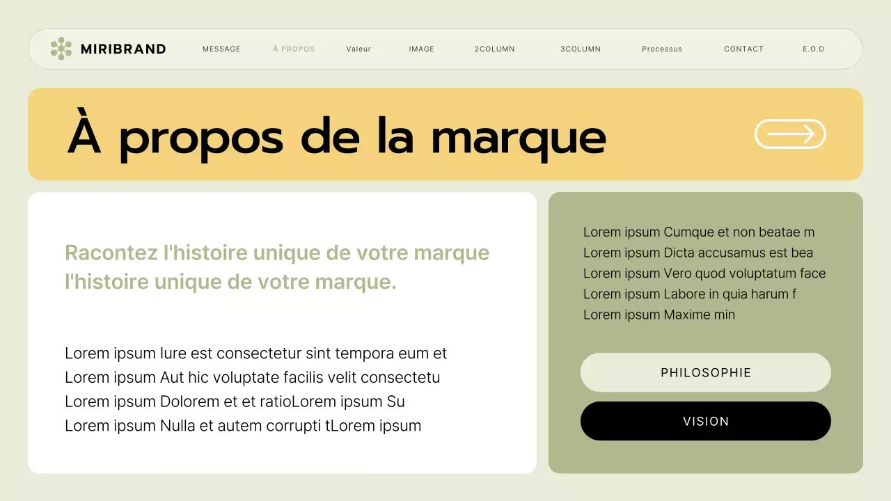 Un briefing sur la marque d'une petite entreprise avec un style d'interface utilisateur vert lime et jaune