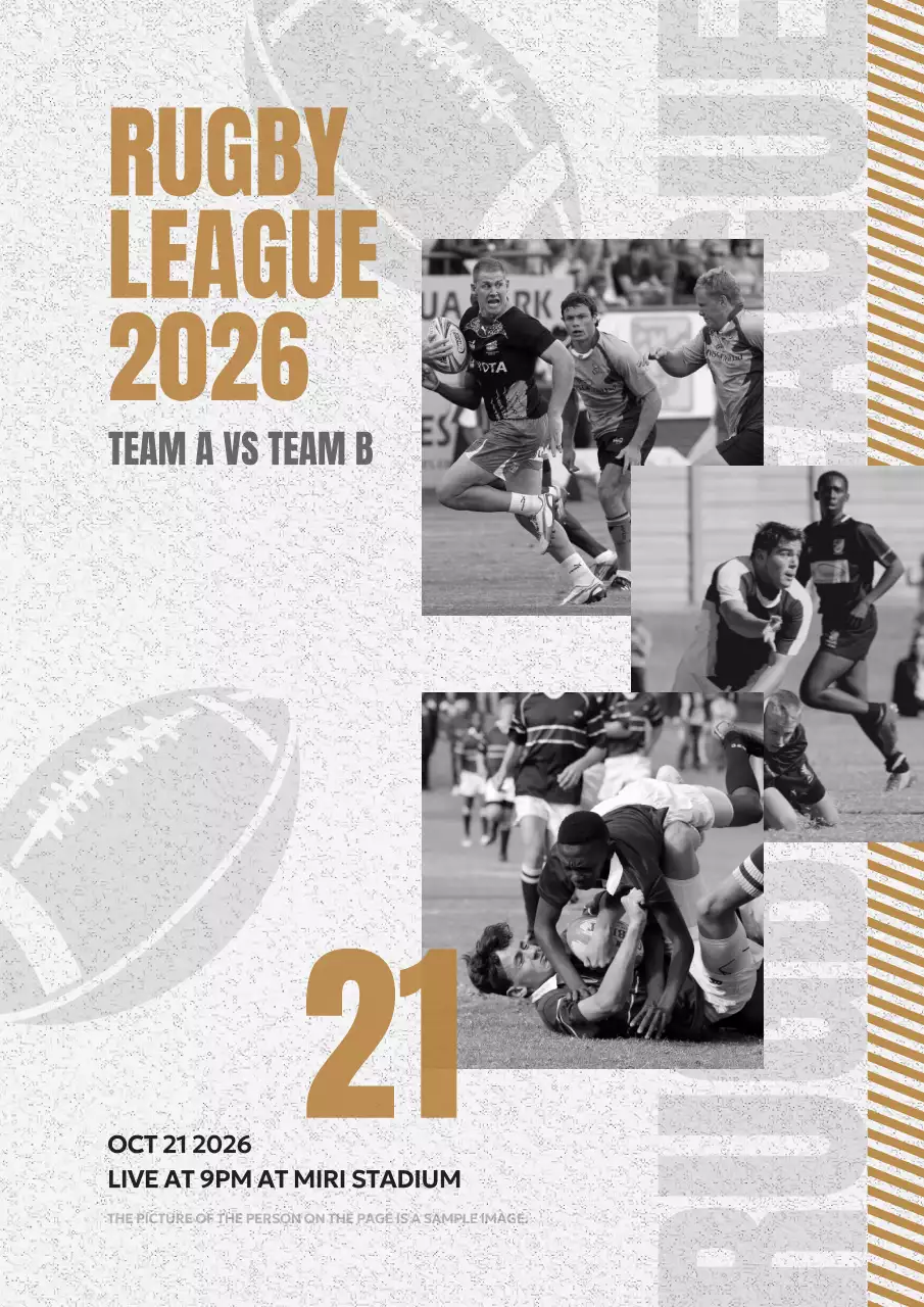 Gold Modern Rugby Event Poster