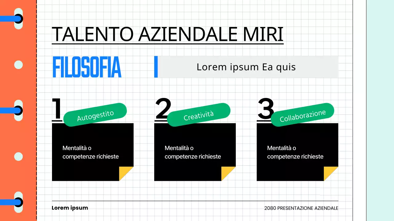 Un'introduzione kitsch alla cultura aziendale in azzurro e arancione