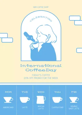 Blue Simple Coffee Promotion Poster