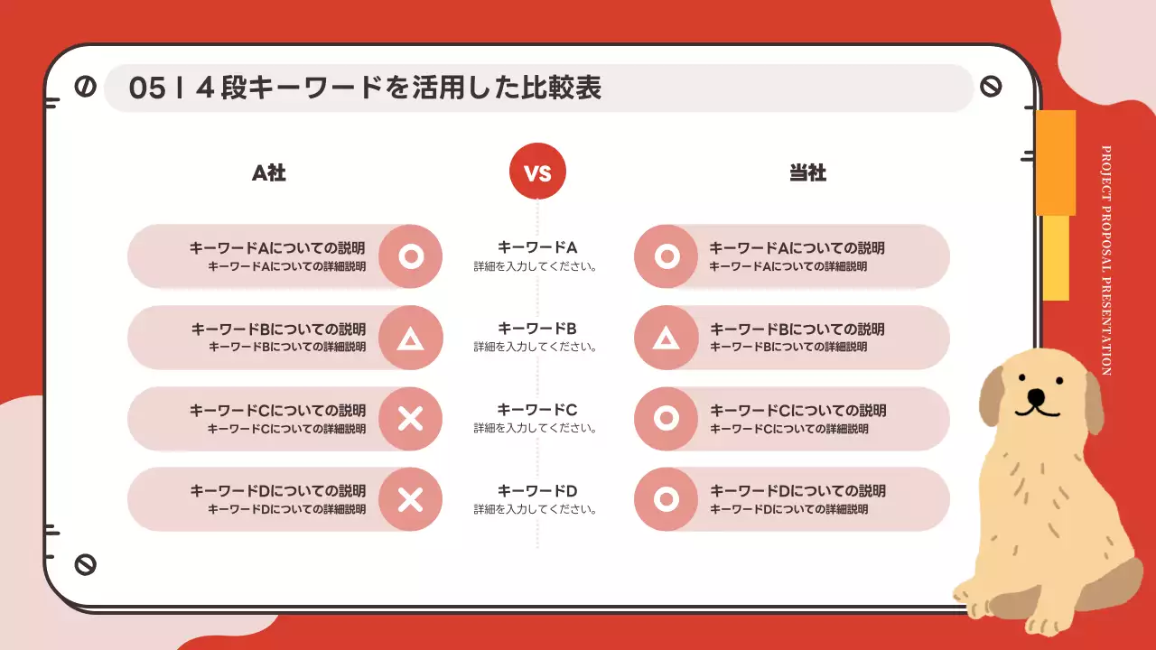 赤 かわいい ペット 企画書 プレゼンテーション