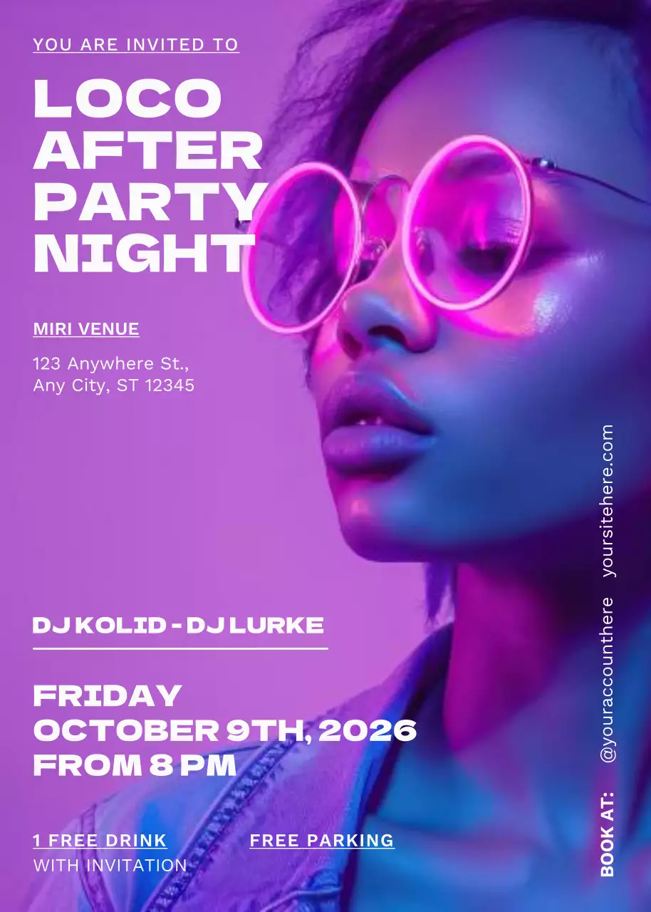 Purple Trendy Party Invitation Poster