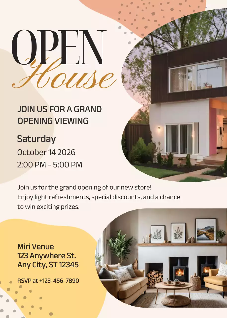 Beige Modern House Invitation Poster