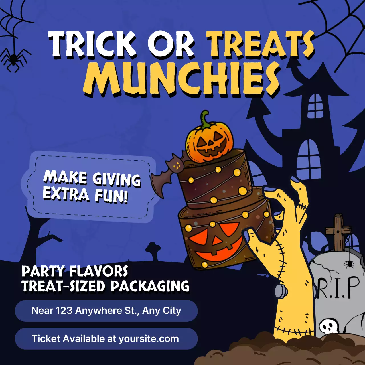 Blue Gothic Halloween Promotion Social Media Post