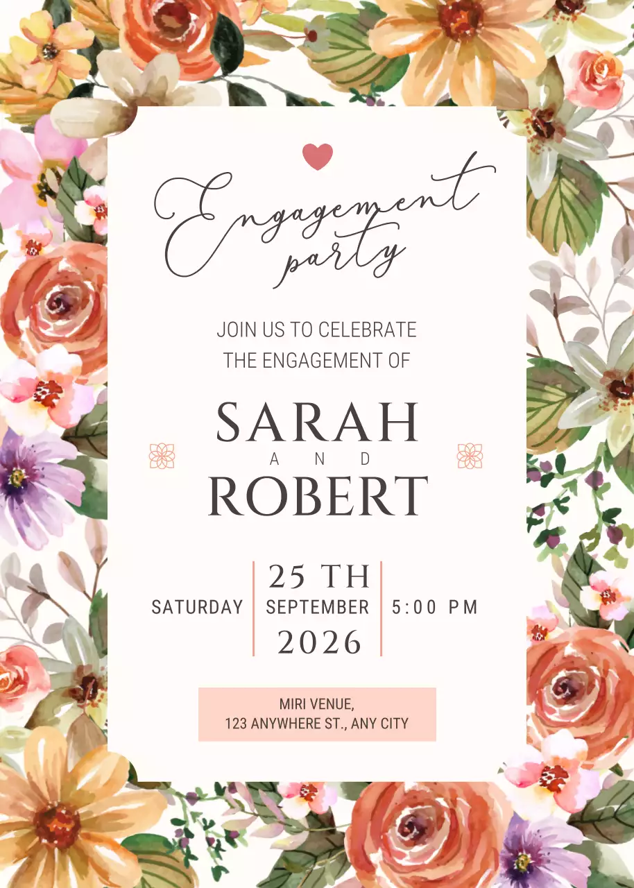 Thiệp mời tiệc đính hôn hoa màu be