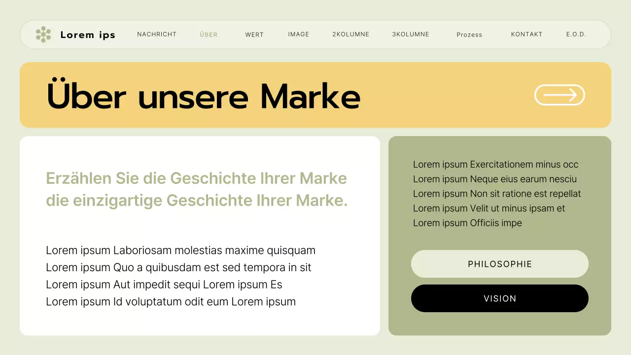 Ein Briefing für ein kleines Unternehmen mit einem lindgrünen und gelben UI-Stil