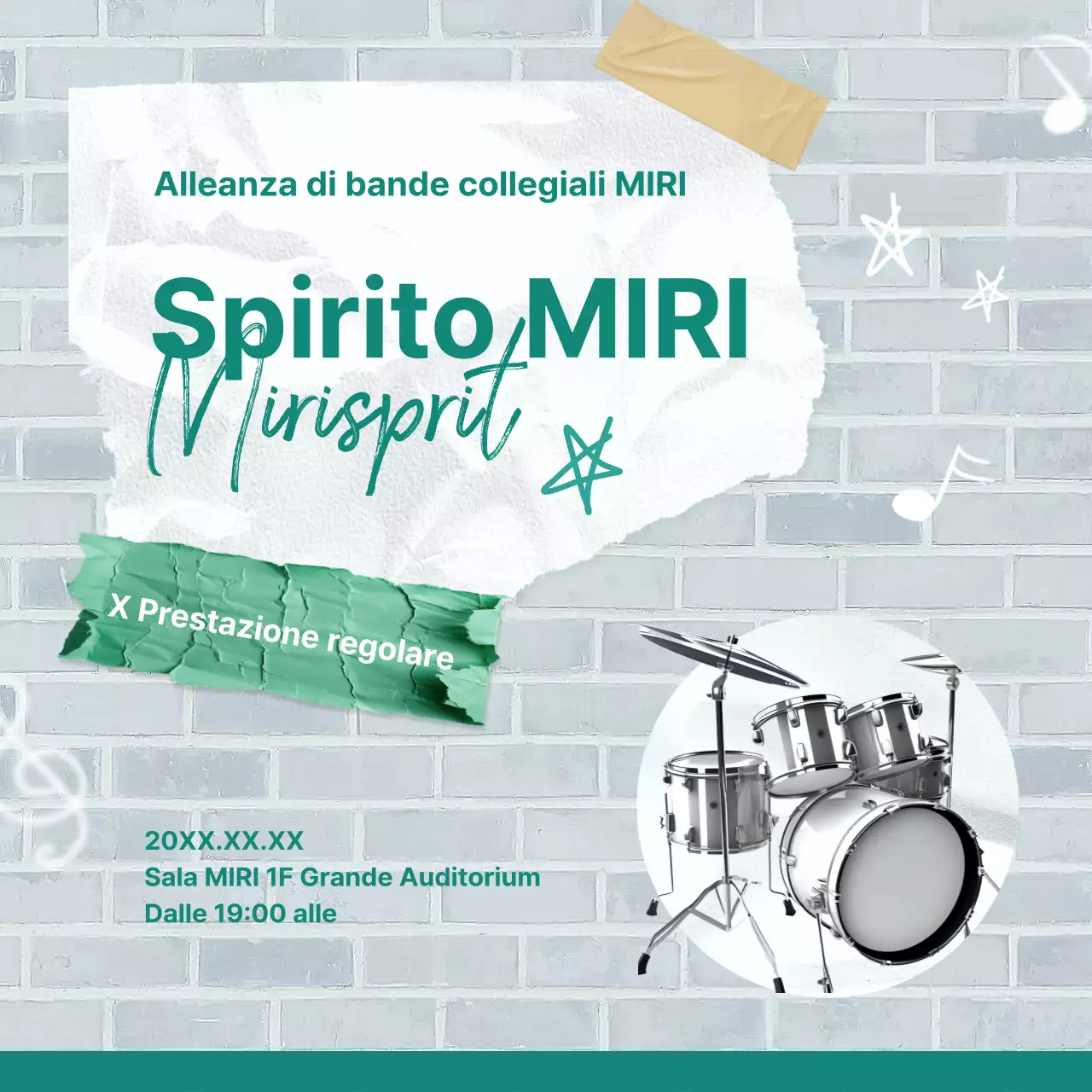 Promuovere i concerti regolari di un club universitario vintage alla menta