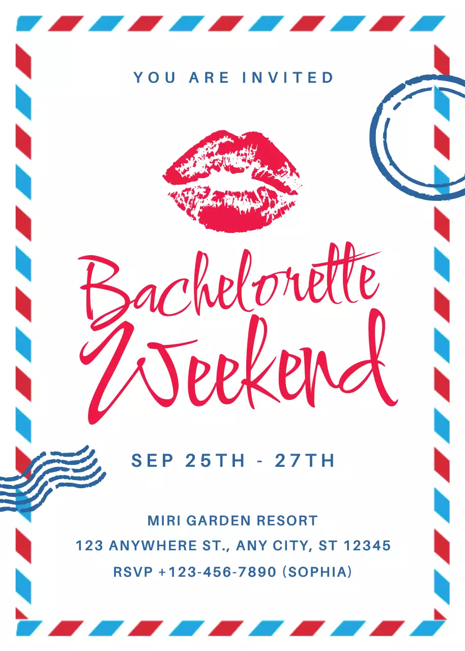 Thiệp mời tiệc độc thân hiện đại màu đỏ