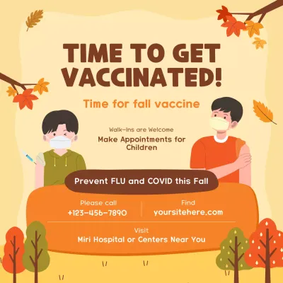 Orange Simple Vaccination Promotion Social Media Post
