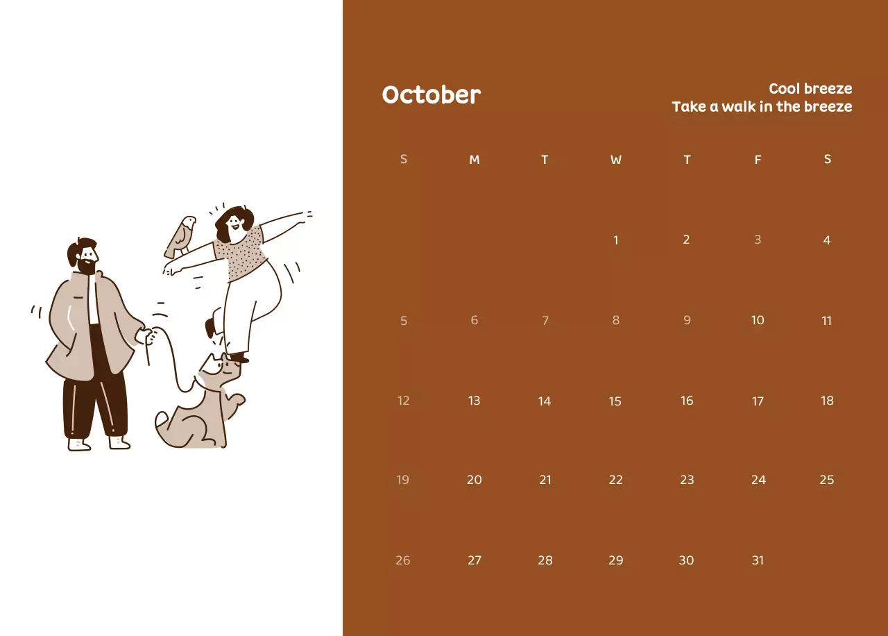 Kalender dengan ilustrasi penuh warna dan emosional