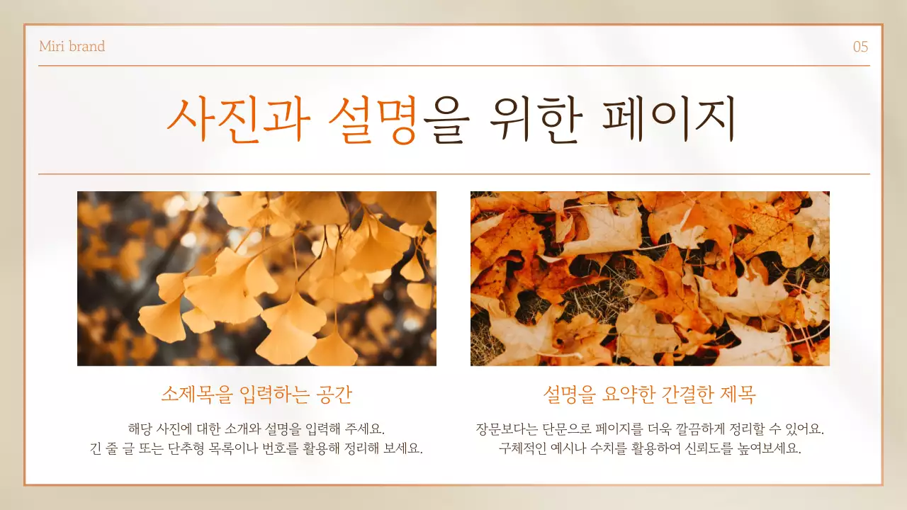 베이지색과 주황색의 심플한 가을 배경 프레젠테이션 게시글