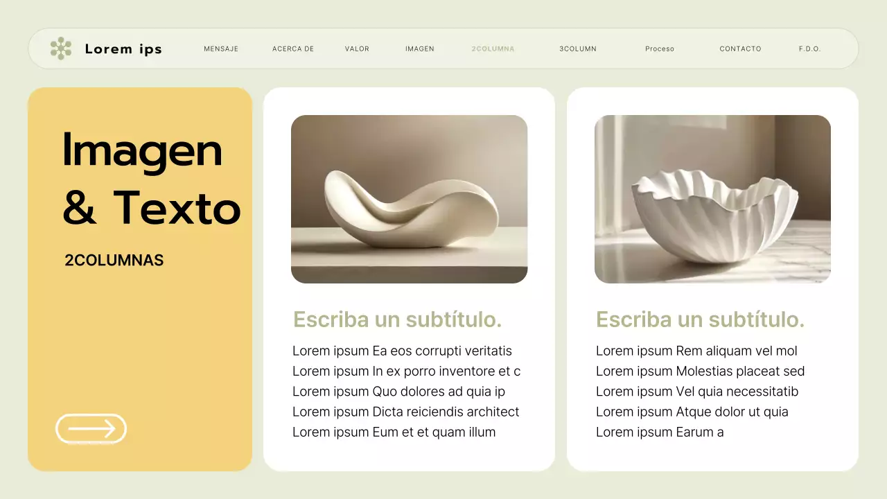 Un briefing de marca para una pequeña empresa con un estilo de interfaz de usuario verde lima y amarillo