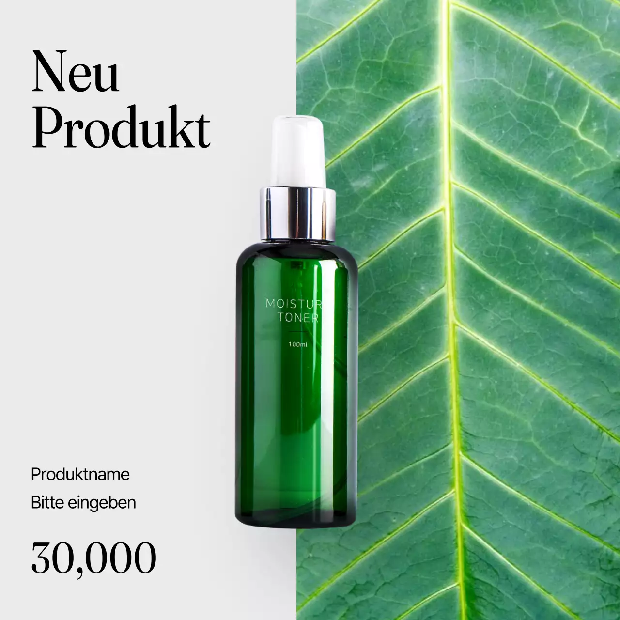 Werbung für eine minimalistische, saubere Schönheitsmarke in Chartreuse und Weiß