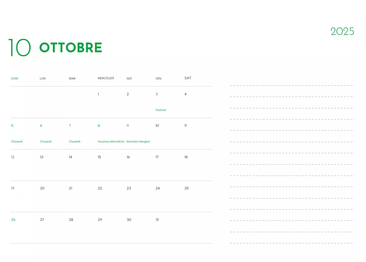Un calendario con la foto di un cucciolo e un simpatico messaggio in colore verde.
