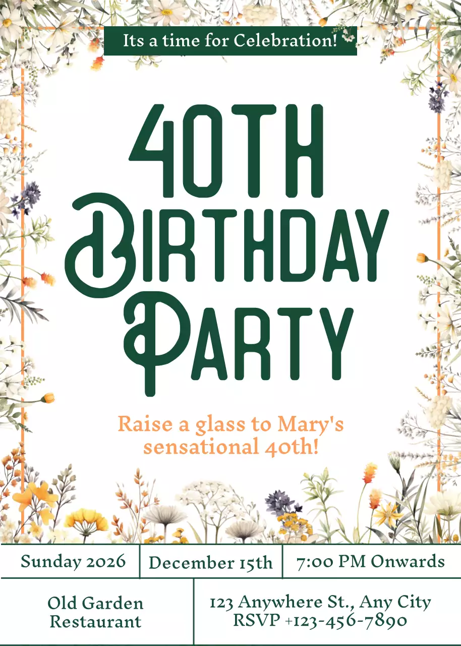 Poster mời sinh nhật xanh thanh lịch