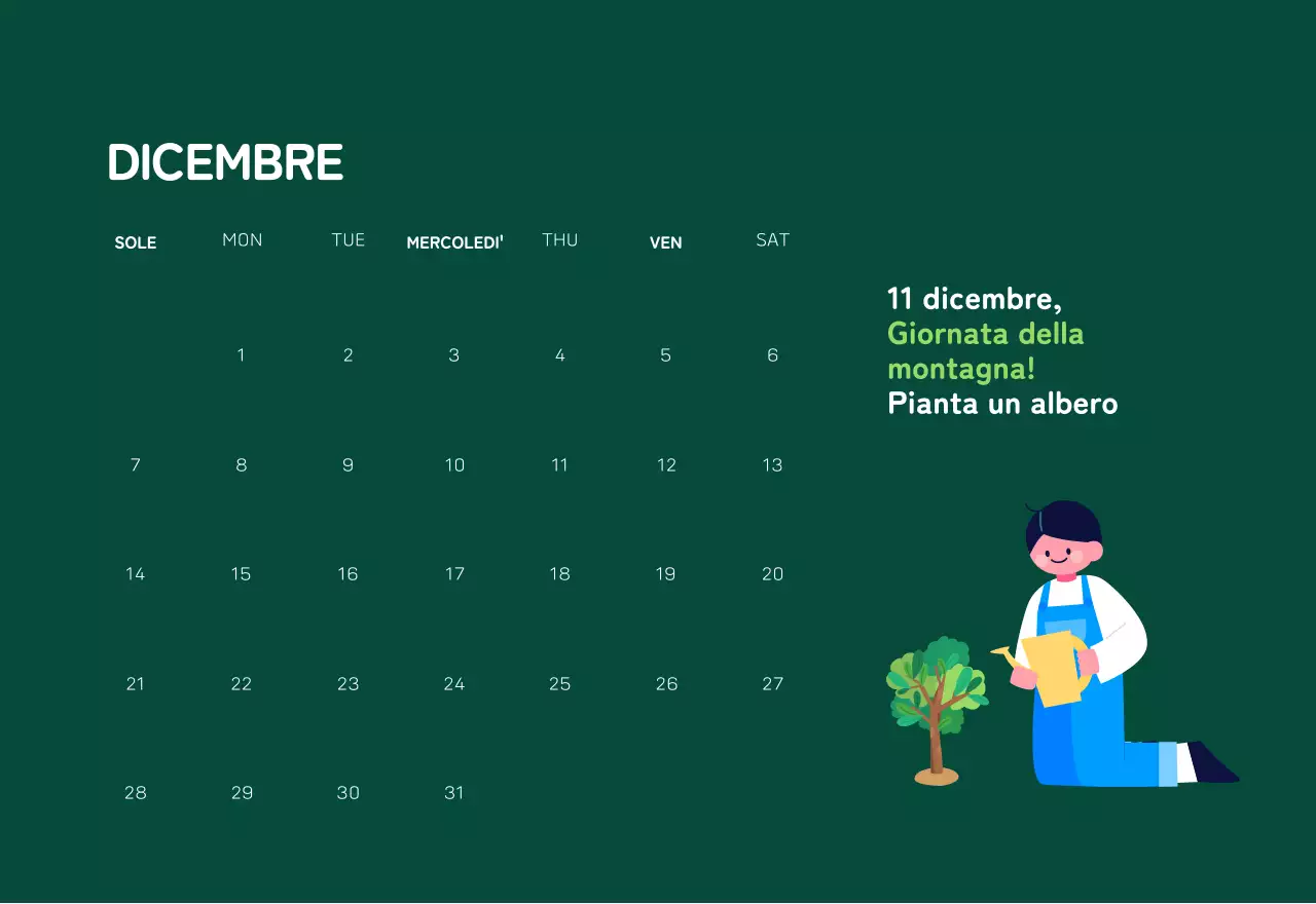 Una fondazione sociale che celebra le festività natalizie con illustrazioni colorate di persone e del pianeta.