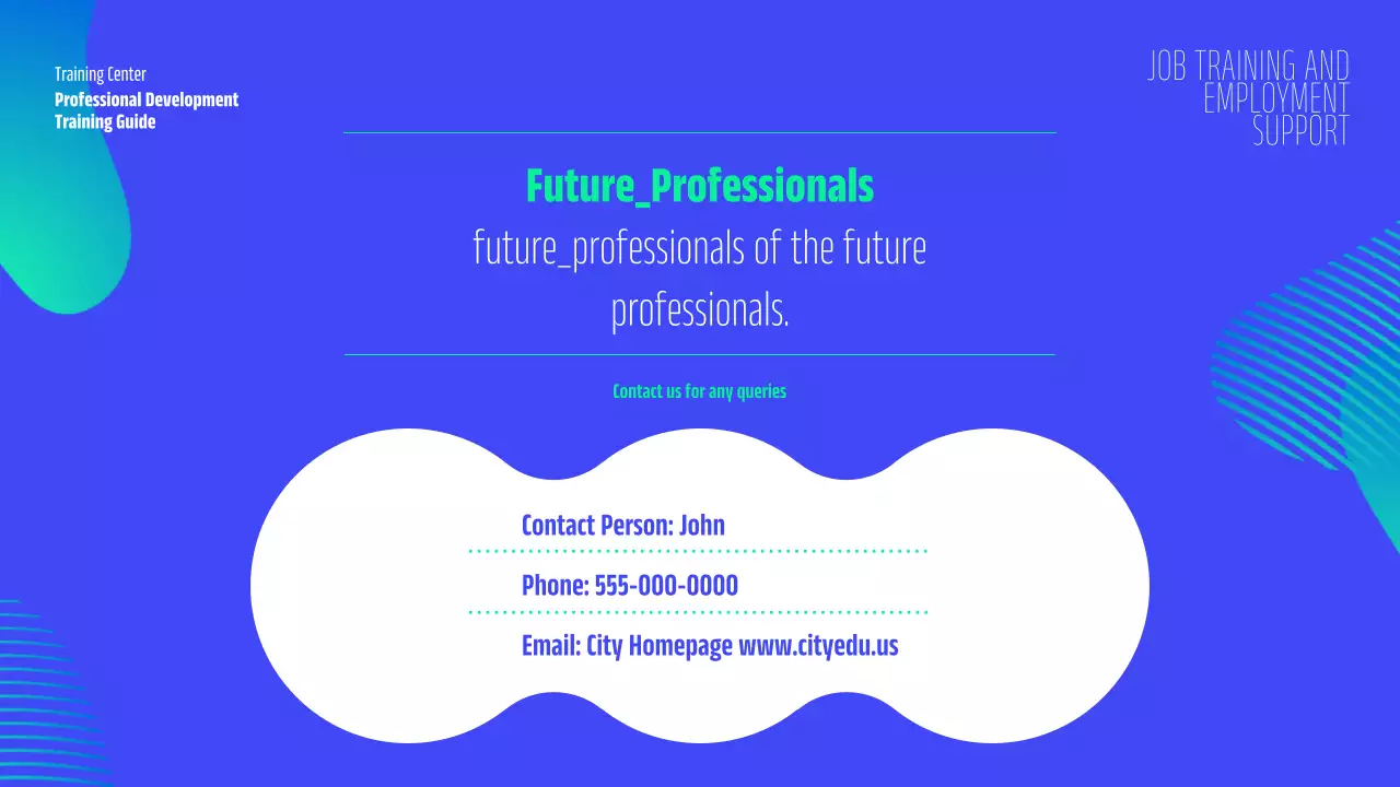 Blue Modern Job Training Guide Presentation