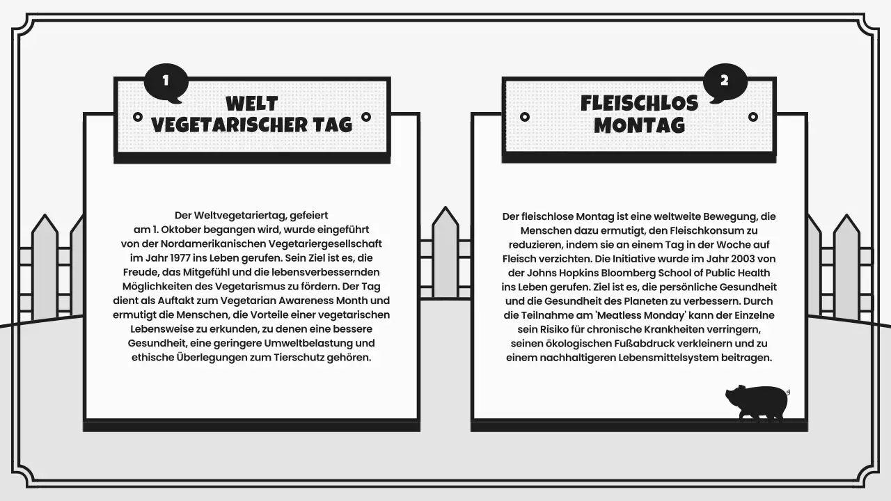 Retro-Kampagne zum Weltvegantag in Grau und Schwarz