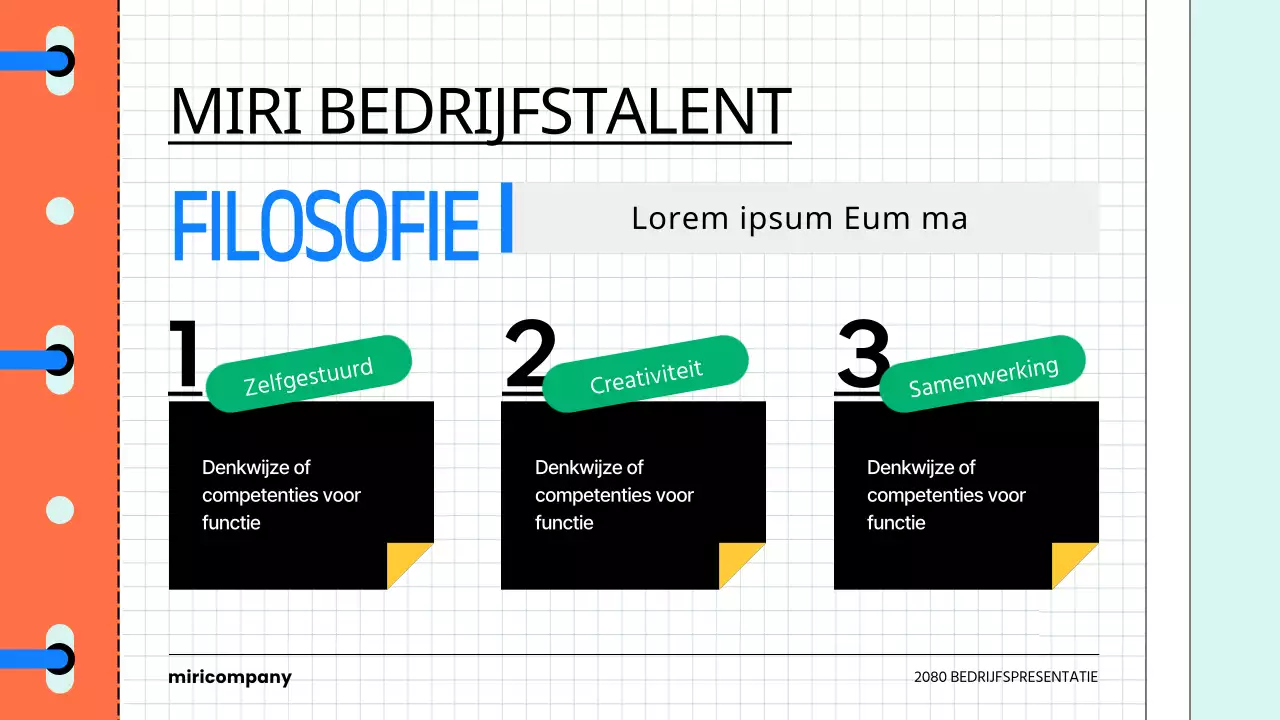 Een kitscherige introductie in een bedrijfscultuurboek in lichtblauw en oranje