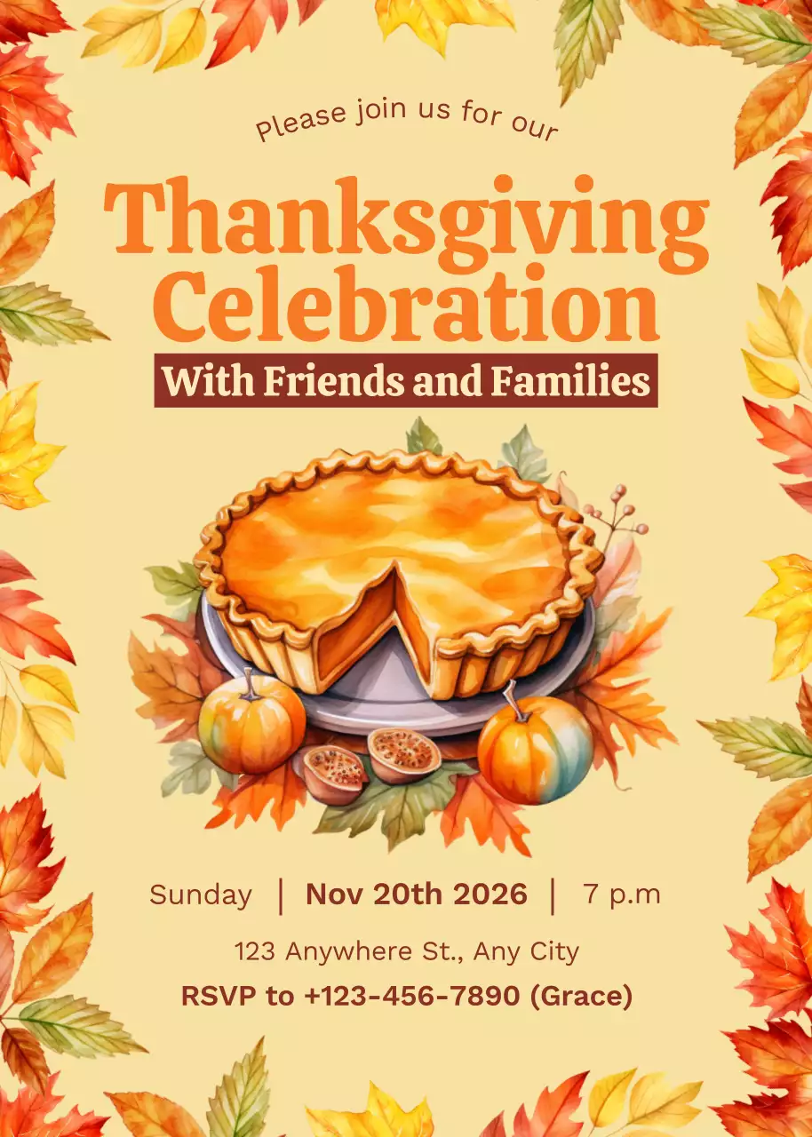 Undangan Perayaan Syukuran Tradisional Oranye