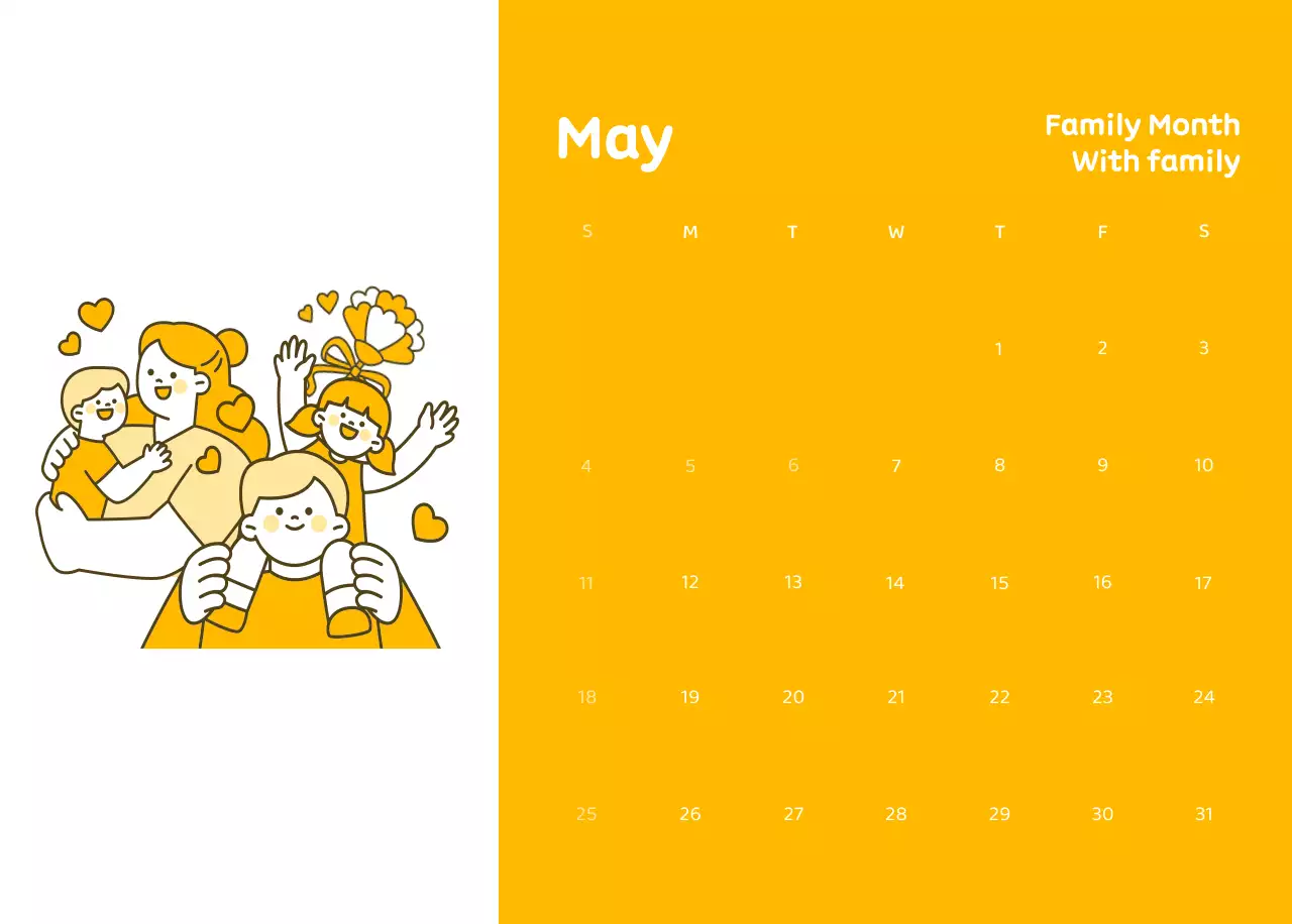 Kalender dengan ilustrasi penuh warna dan emosional