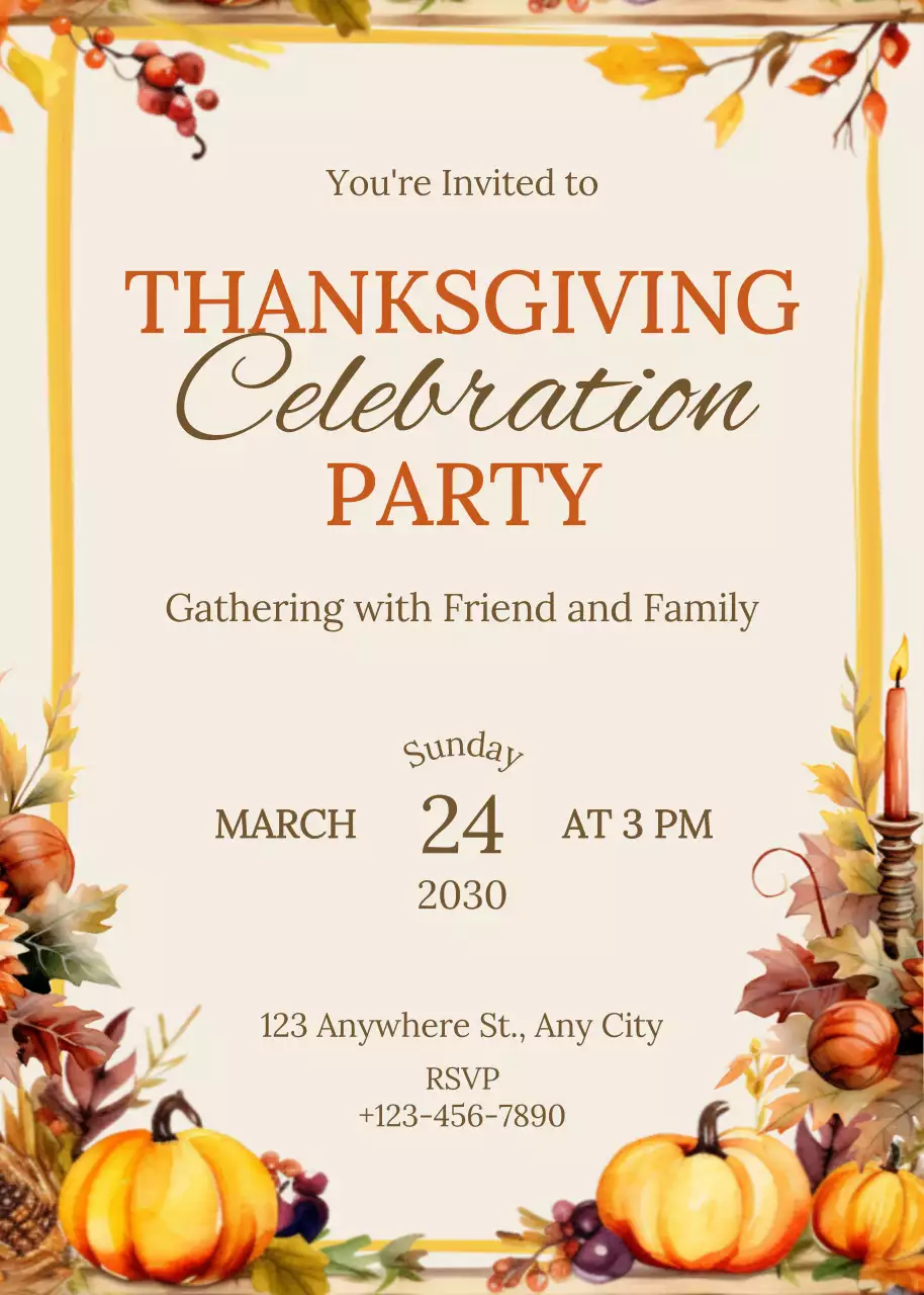 Undangan Perayaan Syukuran Tradisional Oranye