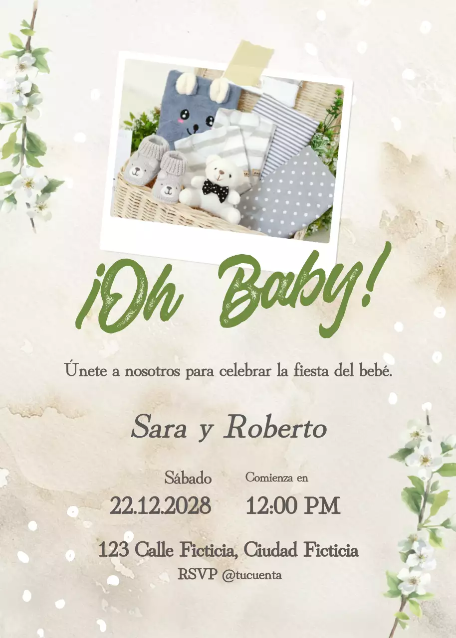 Invitación Baby Shower Beige Cute