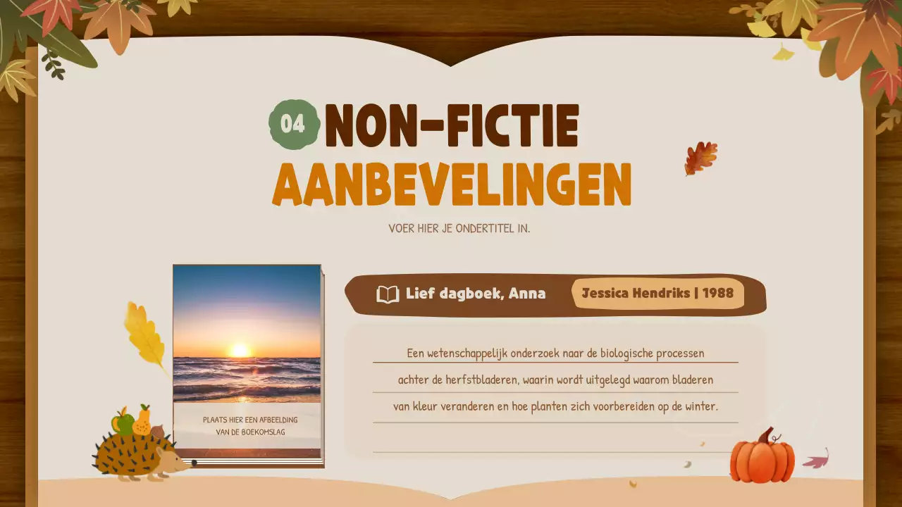 Bruin en beige Natuurlijk herfstboek Uitgeverij Boekaanbevelingen