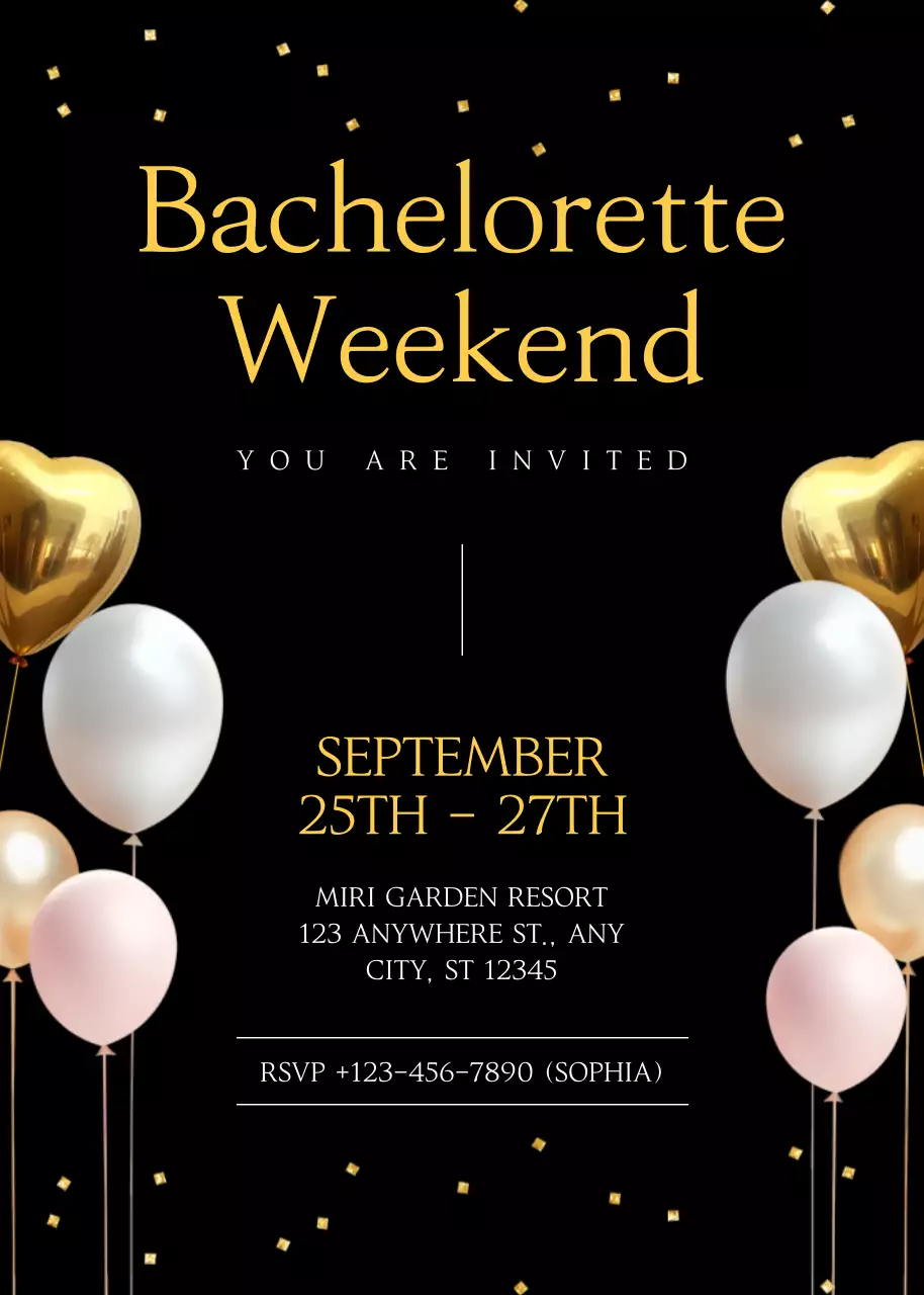 Thiệp mời tiệc độc thân Black Fancy