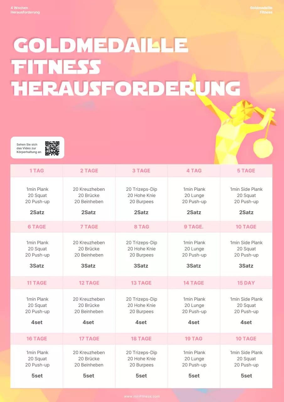 Moderner Workout-Planer in Rosa und Gelb