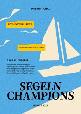 Förderung des Segelsports in den geometrischen Farben Hellblau und Elfenbein