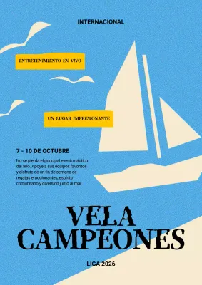 Promover el deporte de la vela en colores geométricos azul claro y marfil