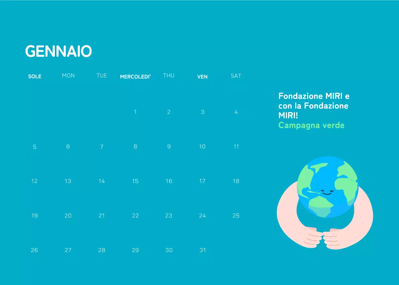 Una fondazione sociale che celebra le festività natalizie con illustrazioni colorate di persone e del pianeta.