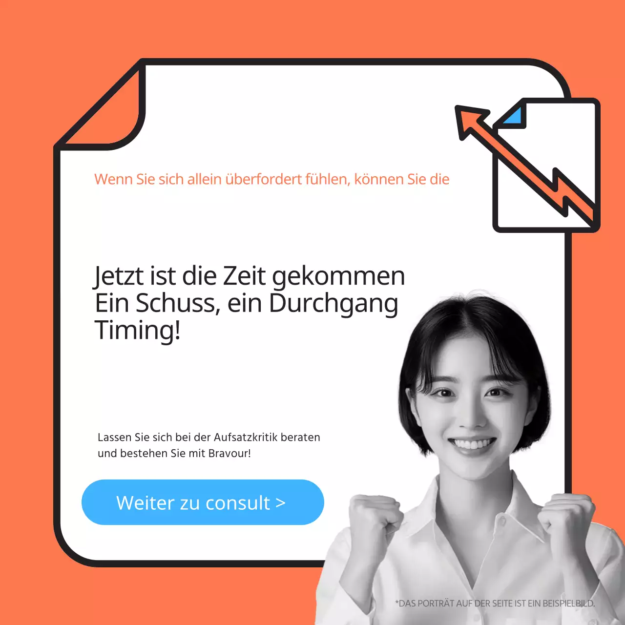 Werbung für eine einfache Nachhilfestunde in Orange und Hellblau