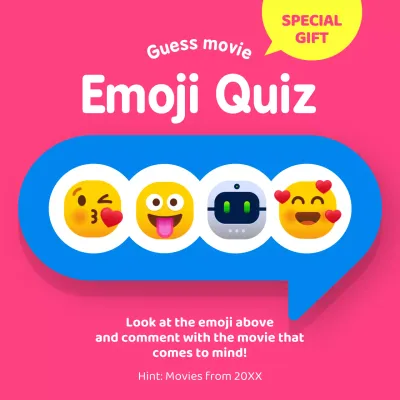 Pink Trendy Emoji Quiz Promotion Social Media Post