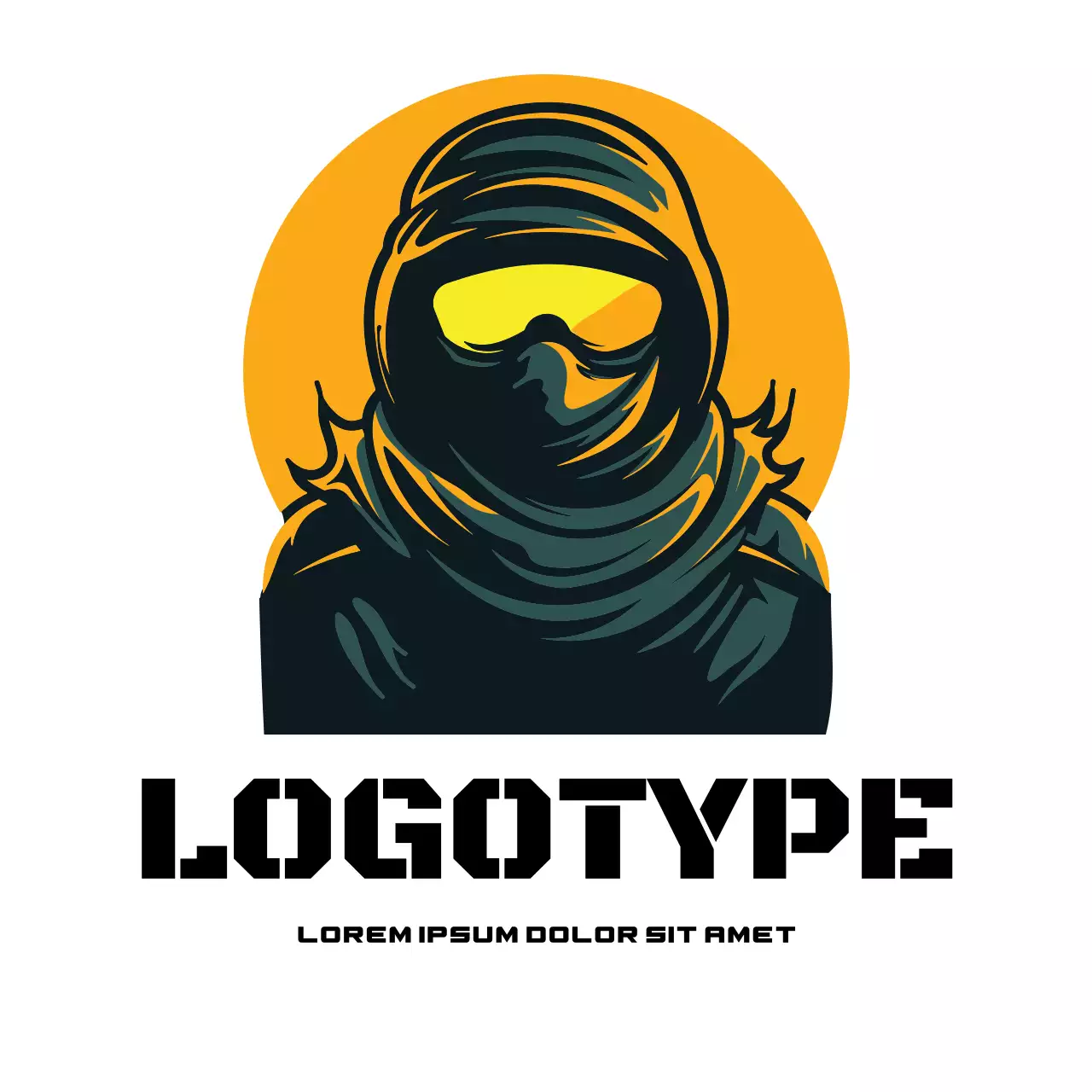 Orange Retro Ninja Logo