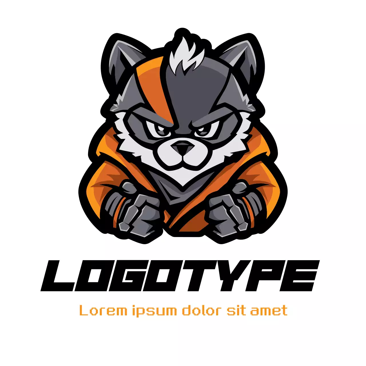 Orange Comic Raccoon Logo