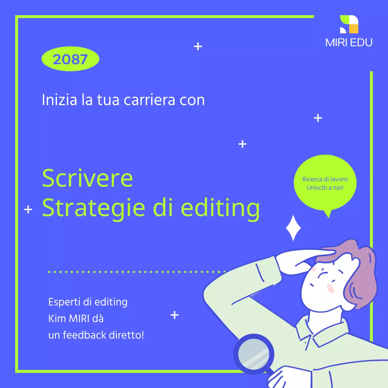 Materiali di formazione moderni per la preparazione al lavoro in colori blu e fluorescenti.
