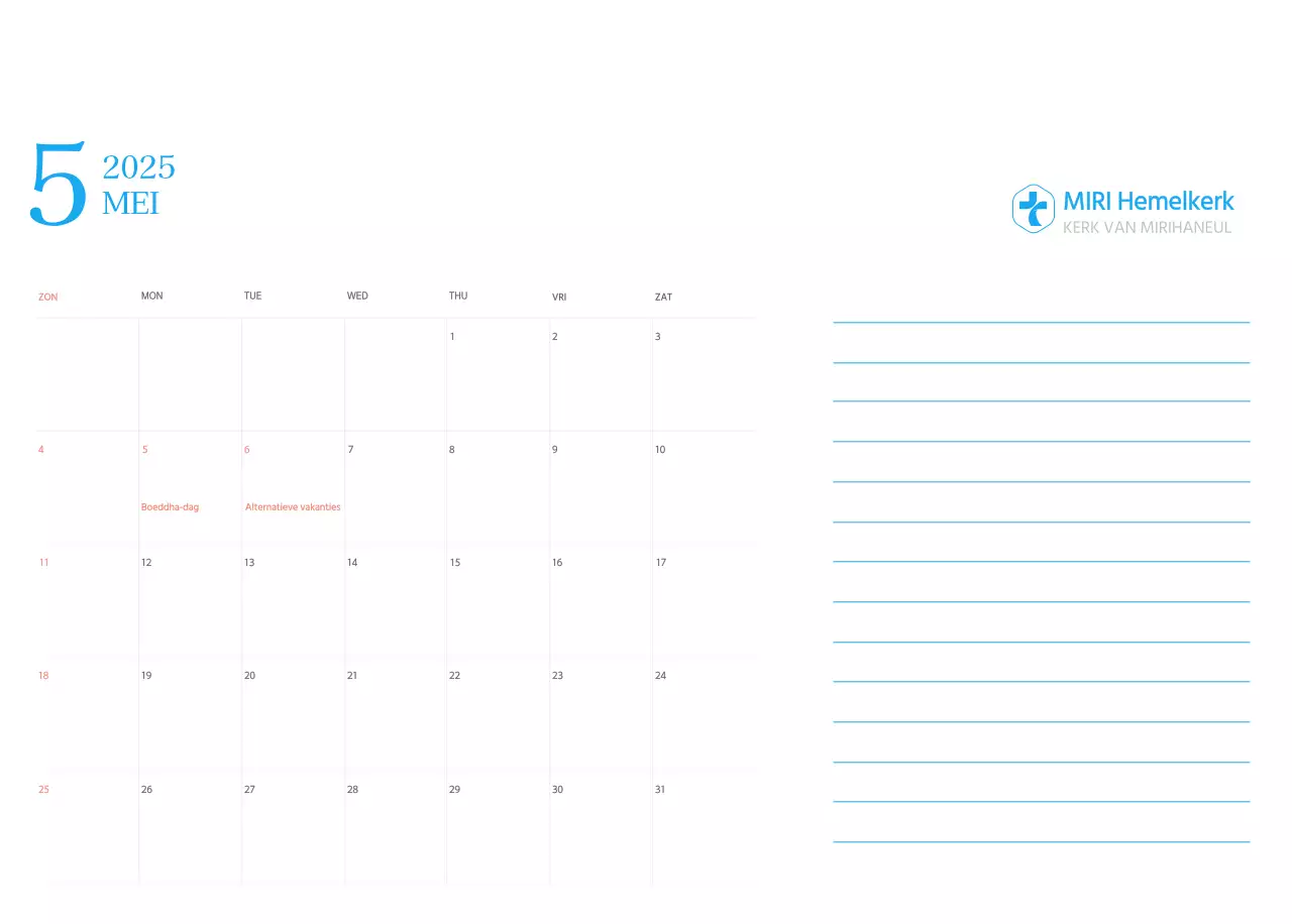 Blauw modern concept kerkkalender