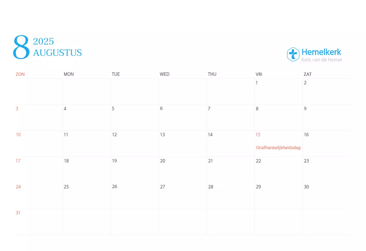 Blauw modern concept kerkkalender