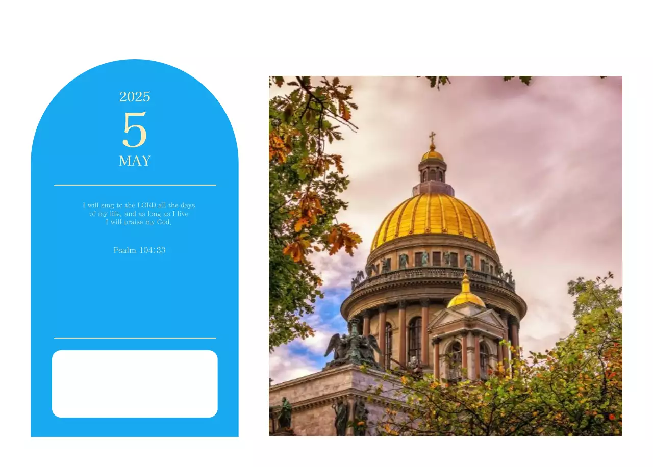 Blue modern concept church calendar