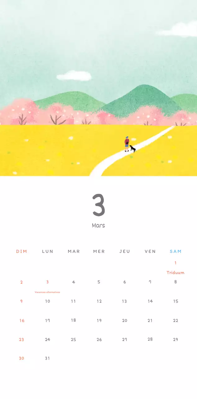 Calendriers mignons avec des illustrations câlines