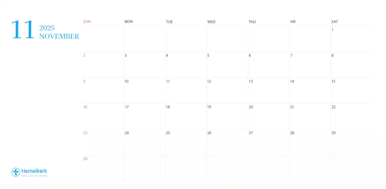 Blauw modern concept kerkkalender