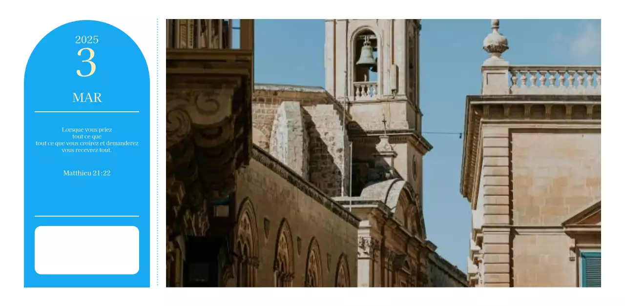 Calendrier d'église moderne bleu